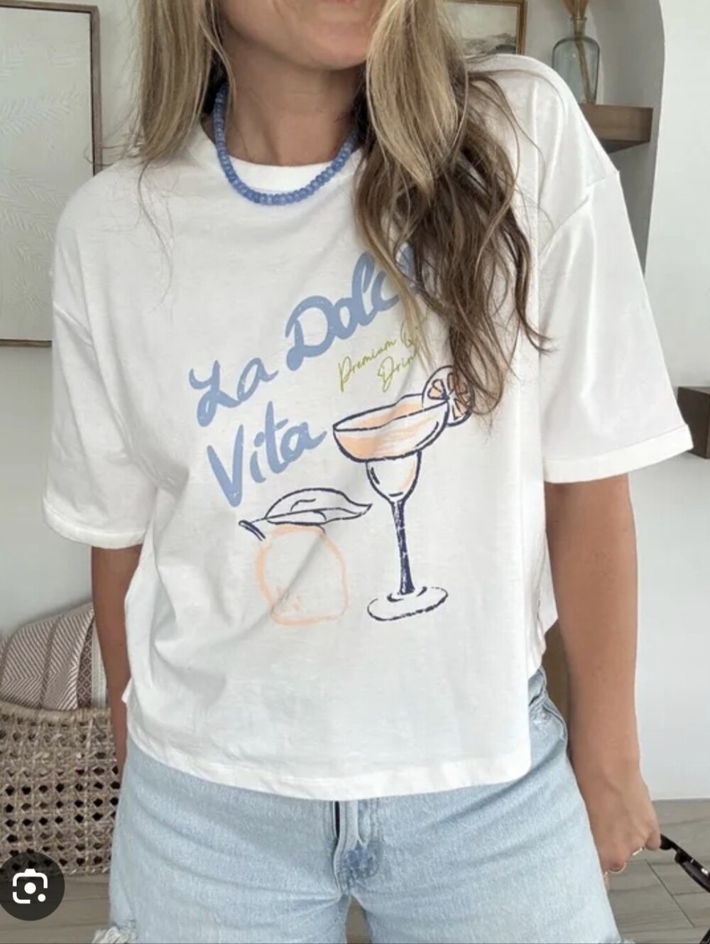 White "La Dolce Vita" Graphic Tee - Casual Womens Top (New)